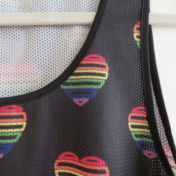 STEELE (ST33LE) Pride Heart Print Performated Open Mesh Vest Festival - Size M - Picture 4 of 14